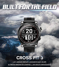 Розумний чоловічий смарт годинник North Edge CrossFit GPS Black з компасом і водостійкийстю 5 АТМ
