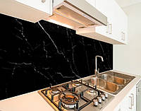 Панель на кухонный фартук жесткая черный мрамор, с двухсторонним скотчем 62 х 205 см, 1,2 мм
