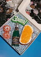 Мыло ручная работа Новогодний подарочный набор "Шампанское, бутерброд с икрой, мандарины"