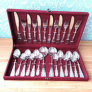 Набір столових приладів 26 шт, у подарунковій валізі | Столовий набір ложки, вилки, чайні ложки