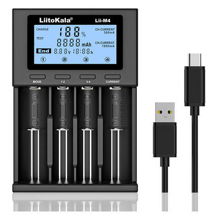 LiitoKala Lii-M4 інтелектуальний зарядний пристрій для АА, ААА, 18650,26650 Li-ion, Ni-MH/Ni-Cd, фото 1