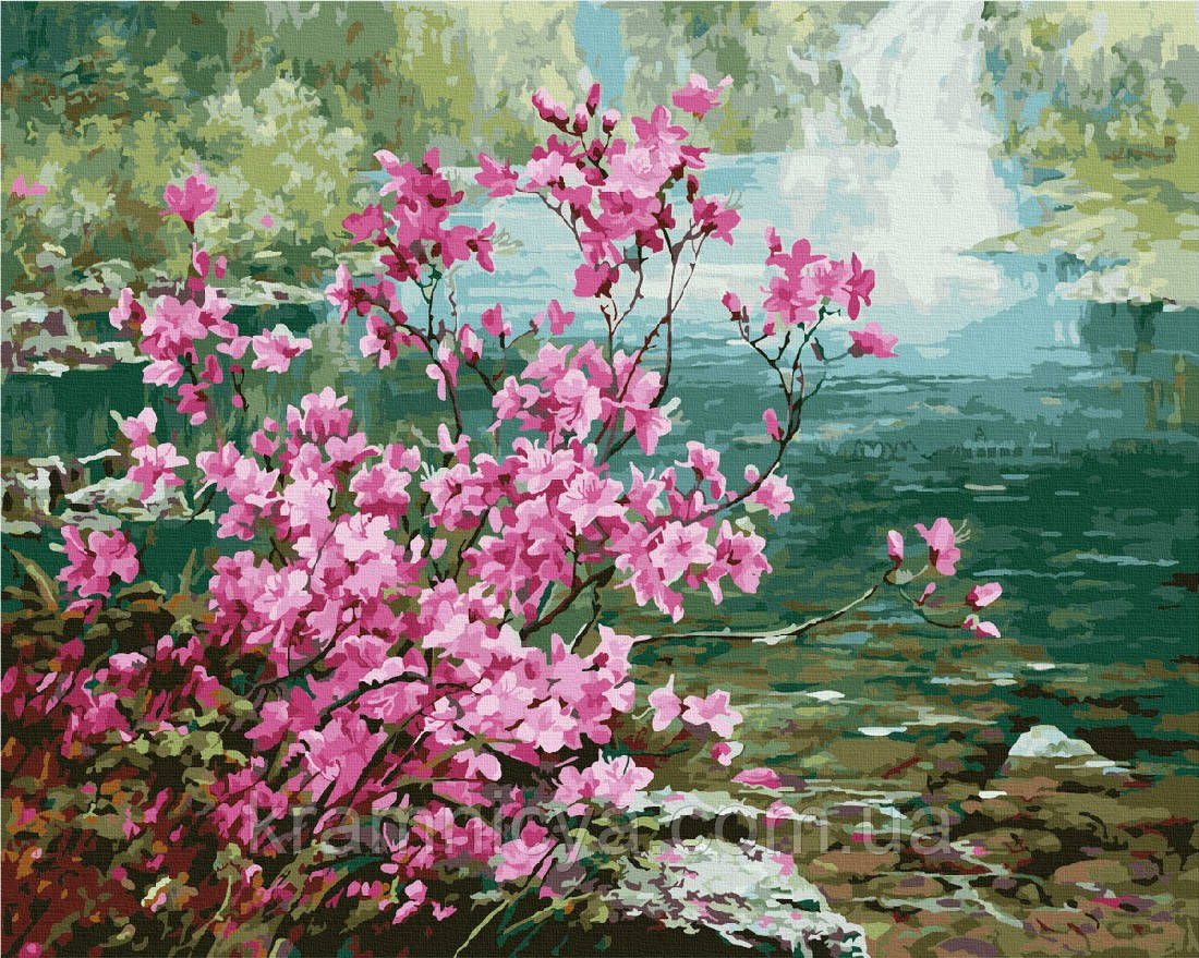 Картина за номерами Квітучий кущ біля води, 40х50 (GX8473)