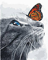 Картина по номерам Кошка с бабочкой, 40х50 (GX44782)