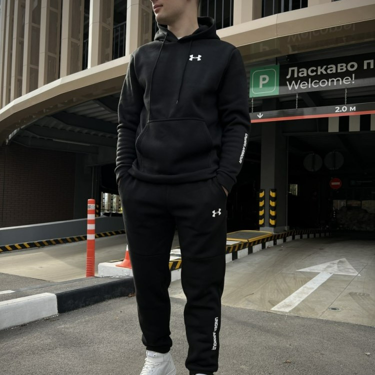 Спортивний костюм Under Armour чоловічий теплий комплект на флісі, чорний Under зимовий