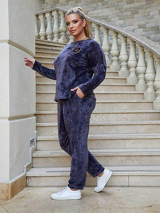 Шикарний жіночий костюм, тканина "Плюшевий велюр" 54, 56, 58, 60, 62, 64 розмір 54, фото 2