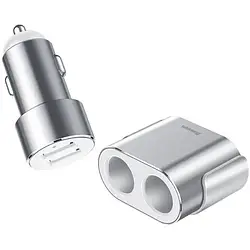 Автомобільний адаптер для телефона Baseus High Efficiency One to Two Cigarette Lighter Silver (CRDYQ-0S)