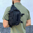 Тактична сумка бананка чоловіча MK-T1 поясна на груди з тканини чорна міцна, фото 2