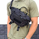 Тактична сумка бананка чоловіча MK-T1 поясна на груди з тканини чорна міцна, фото 4