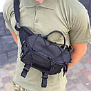 Тактична сумка бананка чоловіча MK-T1 поясна на груди з тканини чорна міцна, фото 3