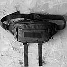 Тактична сумка бананка чоловіча MK-T1 поясна на груди з тканини чорна міцна, фото 6