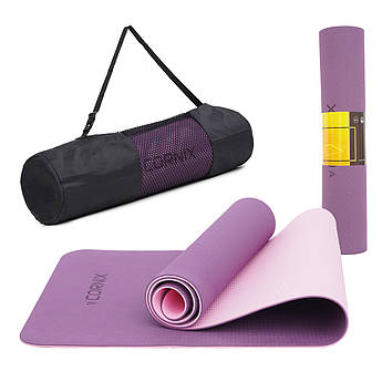 Килимок спортивний Cornix TPE 183 x 61 x 0.6 см для йоги та фітнесу XR-0007 Plum/Rose .