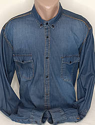 Джинсова чоловіча синя сорочка Red Lain vd-0020 Туреччина, чоловічі джинсові сорочки на кнопках XXL