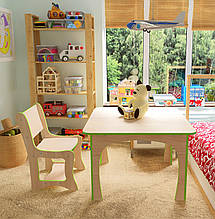 Комплект (стіл+стілець) дитячий Кроша NEW МАКСІ-Меблі Дуб молочний (зелена кромка) (7656)