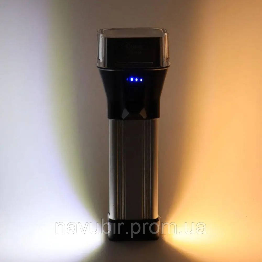 Ручной фонарь аккумуляторный Coba CB-888 5Вт+COB+SMD Серый 30LED, светодиодный фонарик на аккумуляторе (NV) - фото 6 - id-p1753464464