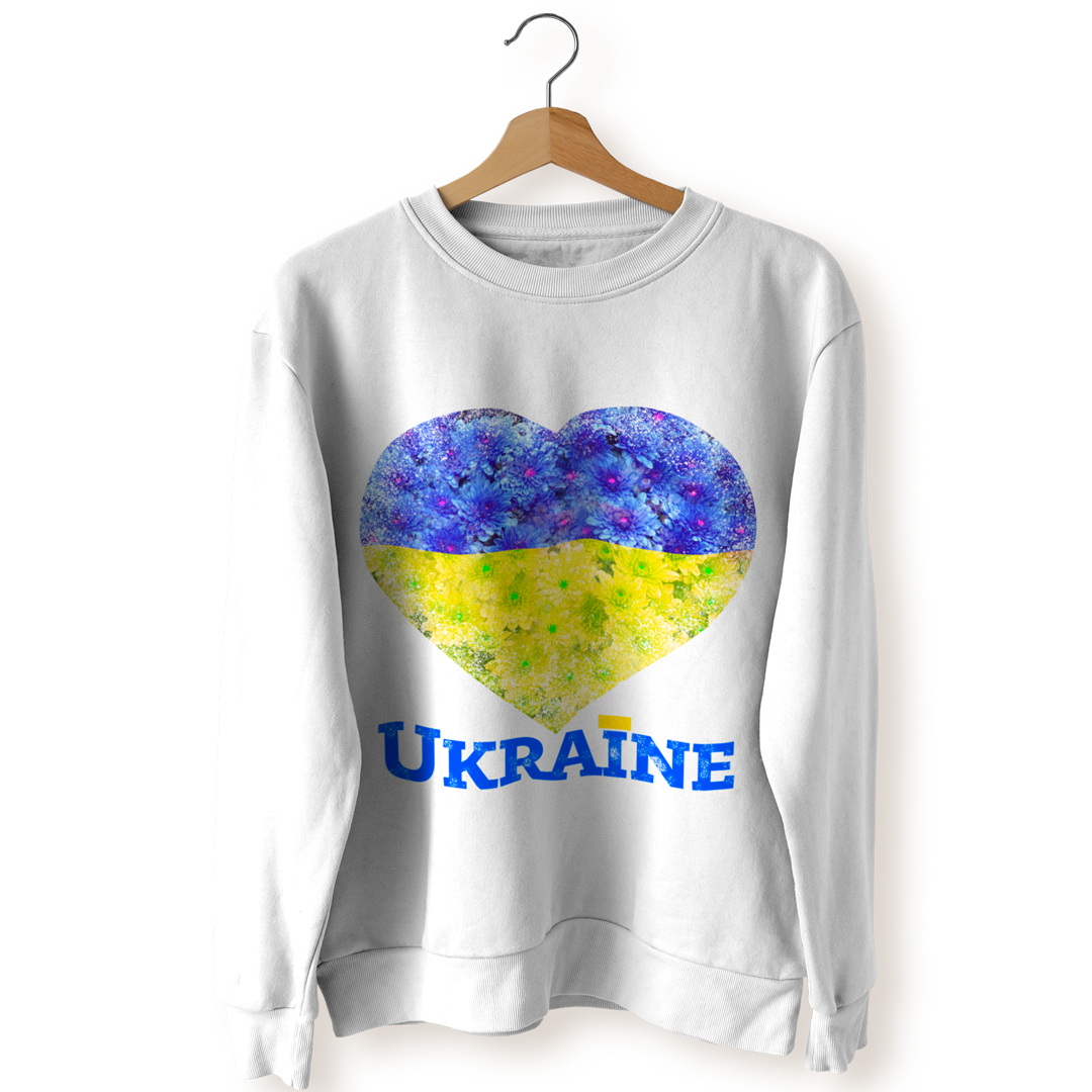 Світшот унісекс білий "Сердце України"