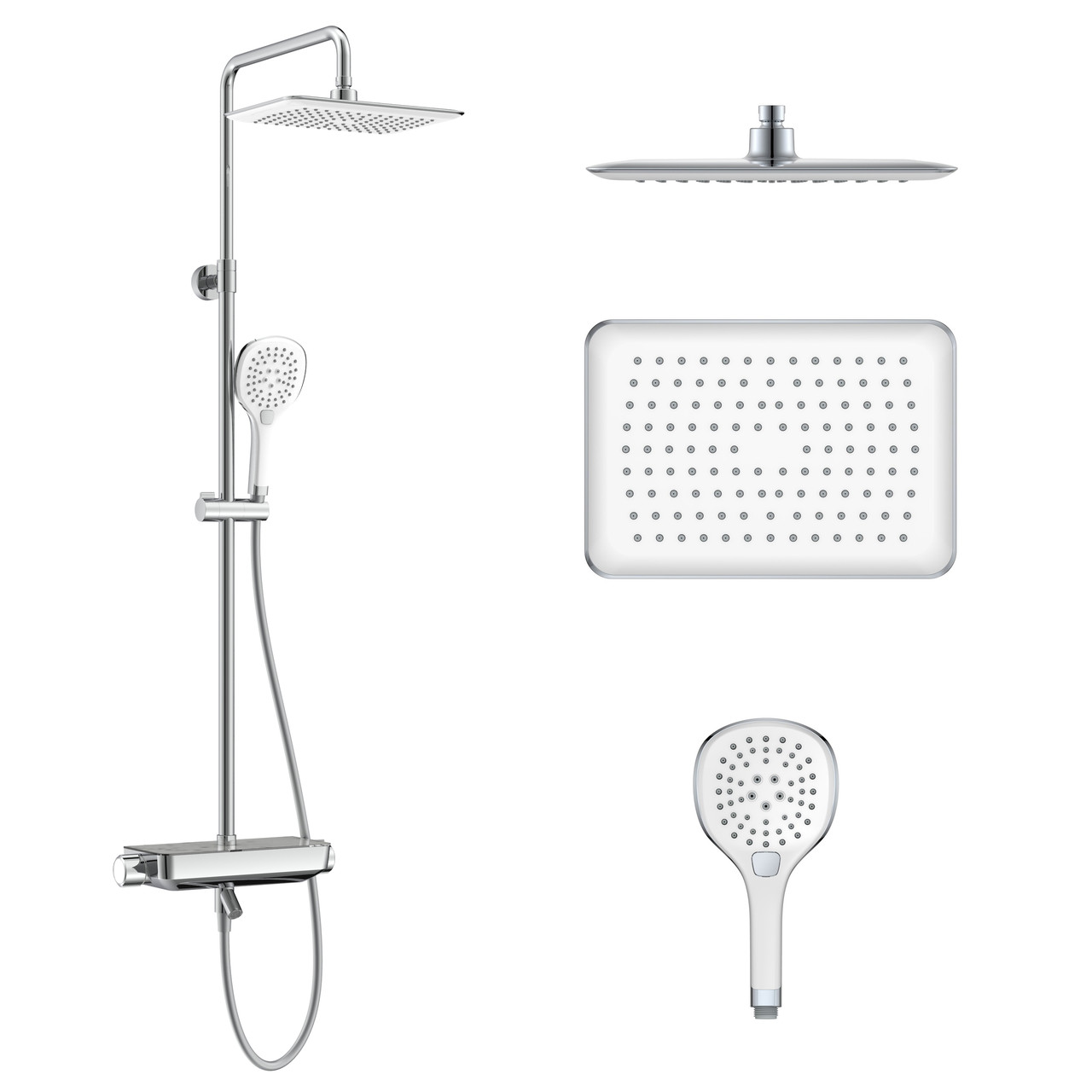 CENTRUM LX система душова (термостат для ванни, полка, верхній душ 298 * 208 мм ABS, ручний душ 127  T-10301LX