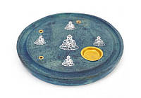 Подставка под благовония Тарелка Будда 10x10x1 см синяя