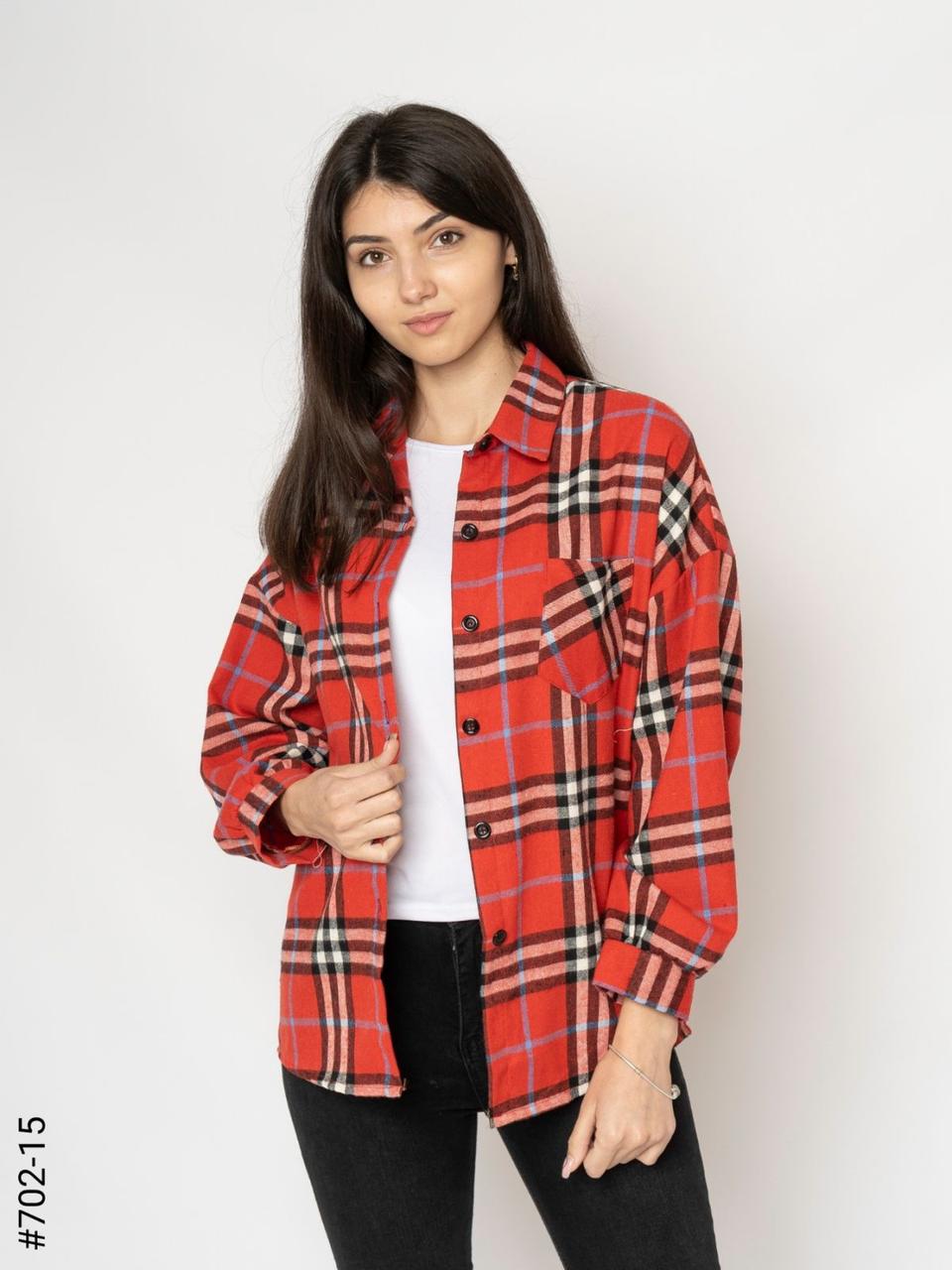 SALE! Жіноча кашемірова сорочка в клітку червона, фото 1
