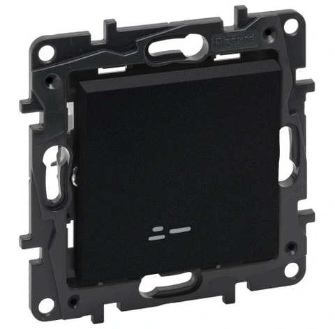 NILOE STEP Вимикач одноклавішний з підсвіткою 10А автоматичні клеми, колір Чорний, фото 1