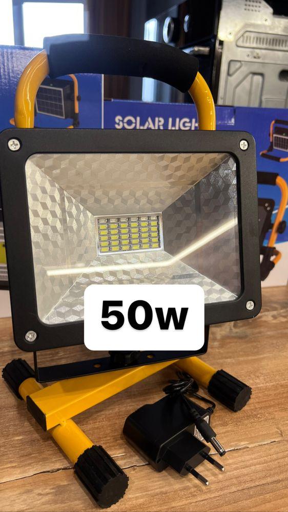 Мощный LED Прожектор Ліхтар Фонарь 50w Вт Аккумулятор Свежий22год ...