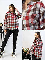 РАСПРОДАЖА! Женская кашемировая рубашка в клетку красная c коричневым