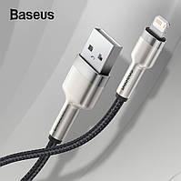 Короткий кабель Lightning на USB для техники Apple 2.4A BASEUS Metal Data Cable 0.25 м (черный)