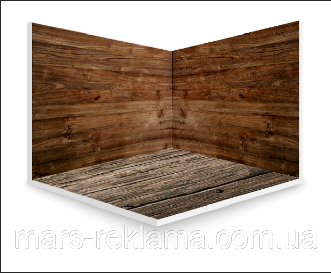 Вініловий кутовий фотофон 100х100см. Дерев'яні дошки.