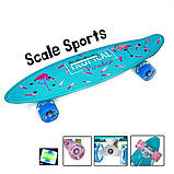 Пені Борд з ручкою Scale Sports 22,5" Flamingo Фламінго (Світяться колеса), фото 4