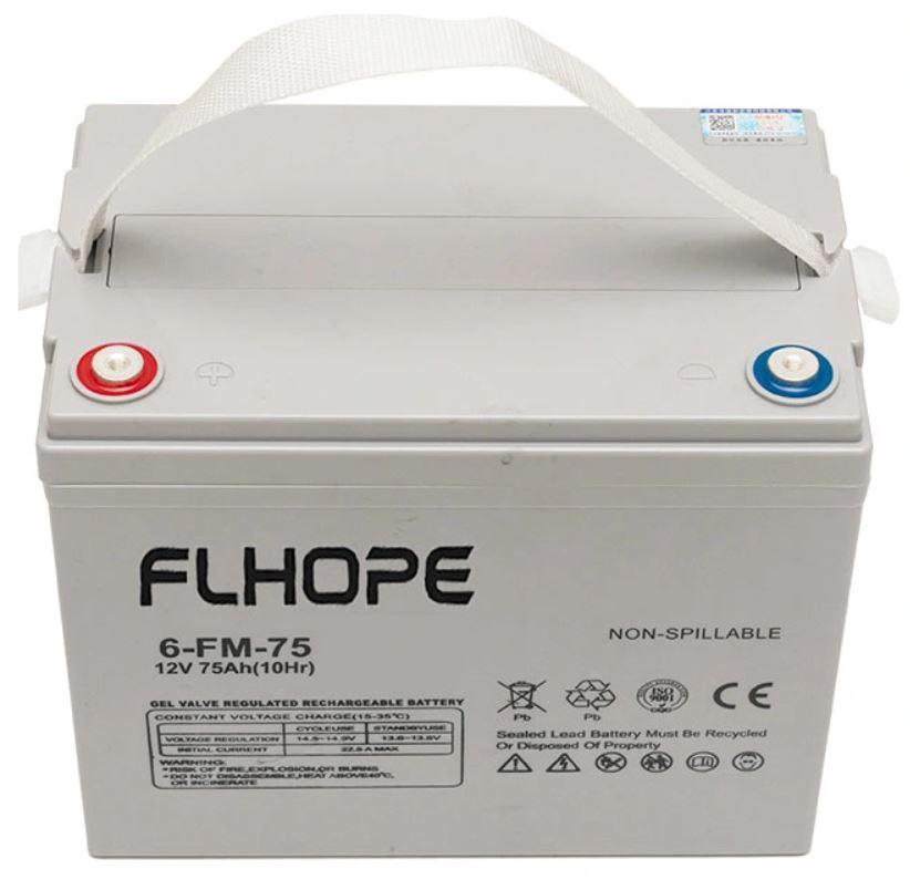 Гелевый аккумулятор Flhope 12V 75Ah, Гелевые аккумуляторы, Аккумуляторные батареи 12 Вольт - фото 1 - id-p1748375172