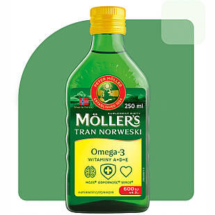Mollers Tran omega-3  норвезький рідкий риб'ячий жир зі смаком лимона для дорослих і дітей від 3х років, 250 мл