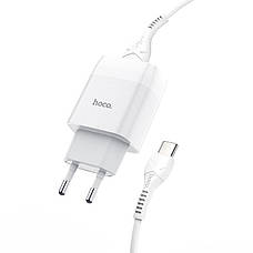 Зарядний пристрій (зарядка) для телефону Hoco C73A Glorious 2хUSB + кабель Type-C Білий (C73A), фото 3