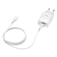 Зарядний пристрій (зарядка) для телефону Hoco C73A Glorious 2хUSB + кабель Type-C Білий (C73A), фото 4