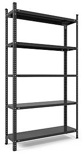 Стелаж чорний 2000х1000х600мм,150кг,5 полиць металевий полочний для складу,офісу,ванної,архіву
