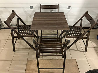 Набір темних складаних дерев'яних стільців зі столом Арт.774т, фото 2