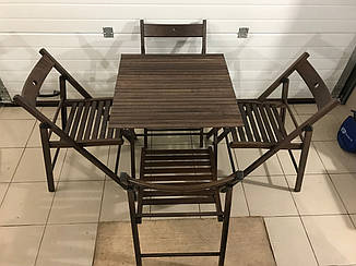 Набір темних складаних дерев'яних стільців зі столом Арт.774т, фото 2