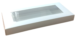 Коробка біла 28*12*3 см з вікном, мелована