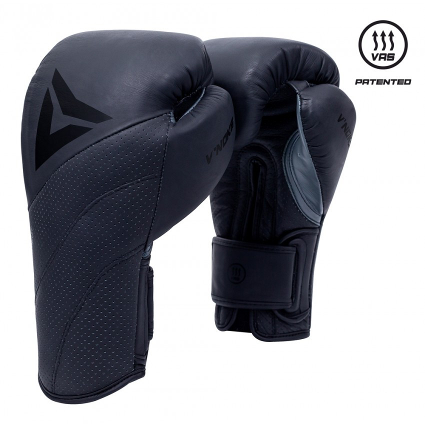Боксерські рукавиці V`Noks Vi Venti 12 унцій із натуральної шкіри чорні