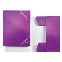 Папка А4 на резинке LEITZ WOW картонная тонкая фиолетовый (3982-00-62)