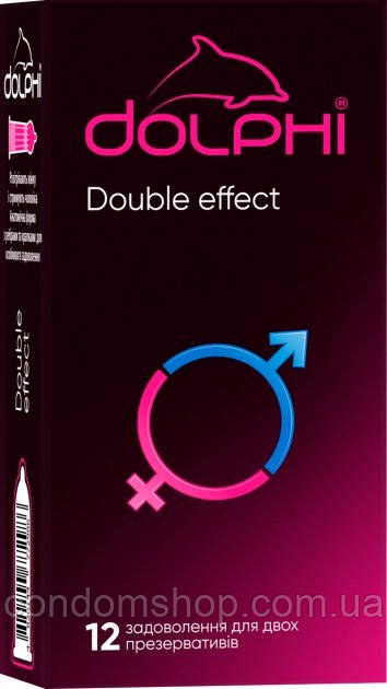 Презервативи DOLPHI Долфі DOUBLE EFFECT СОГРІВНІ + LONG LOVE (пролонгувальні) 2 в 1..- 12 штук