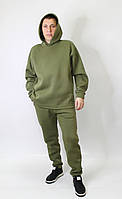 Чоловічий спортивний теплий костюм на флісі Хакі 46