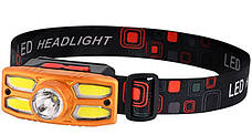 Налобний LED ліхтар Headlight HX-209 XPE+COB акумуляторний універсальний ліхтарик, фото 4