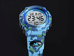 Дитячий спортивний годинник Skmei 1548 Kids (Світло-синій камуфляж), фото 3