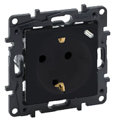 NILOE STEP Розетка комбінована 2К+З 16 A + USB Тип C 1,5 A 250 В автоматичні клеми, колір Чорний