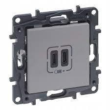 NILOE STEP Розетка USB Тип С+C 15 Вт 5 В, колір Алюміній
