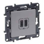 NILOE STEP Розетка USB Тип С+C 15 Вт 5 В, колір Алюміній