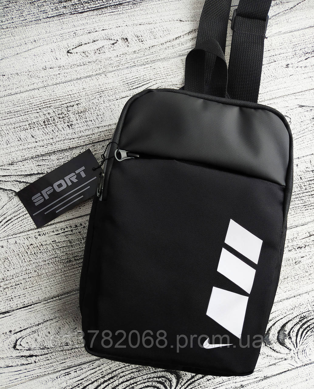 Мужская спортивная сумка Nike, черная сумка слинг Nike, мужская барсетка Nike, слинг Nike через плечо - фото 1 - id-p1753590969