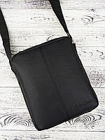 Чорна чоловіча сумка Cavlin Kein з еко-шкіри на плечовому ремені, стильний чоловічий месенджер Келвін Кляйн