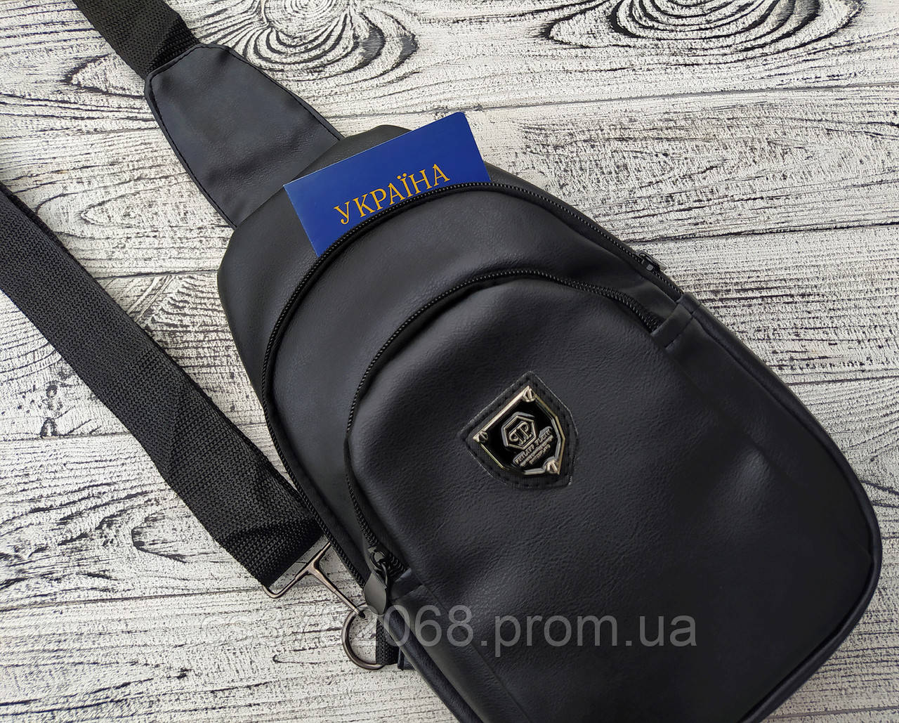 Спортивная сумка Philipp Pleiin, мужская сумка слинг Philipp Pleiin, стильная черная сумка Филипп Плейн - фото 5 - id-p1753591024