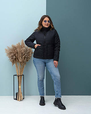 Весняна  жіноча куртка коротка 44-54 чорний