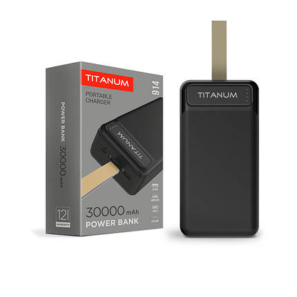 Портативний зарядний пристрій (повербанк) TITANUM 914 Black 30000mAh TPB-914-B, фото 2